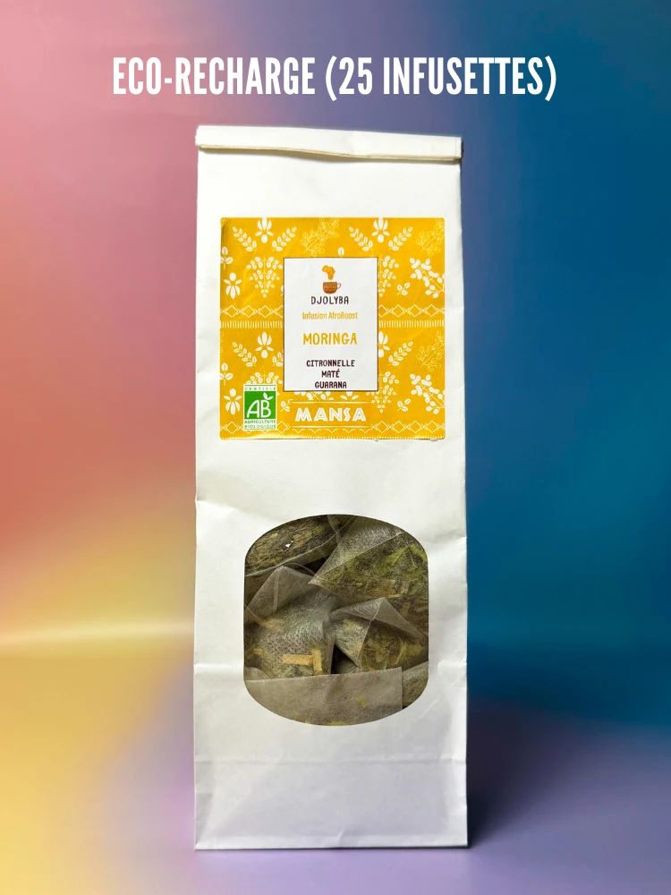 MANSA (Moringa-Citronnelle-Maté-Guarana) Nos Infusions Des Infusions Africaines Inspirées des Traditions Ancestrales MANSA (Moringa-Citronnelle-Maté-Guarana) Nos Infusions Des Infusions Africaines Inspirées des Traditions Ancestrales