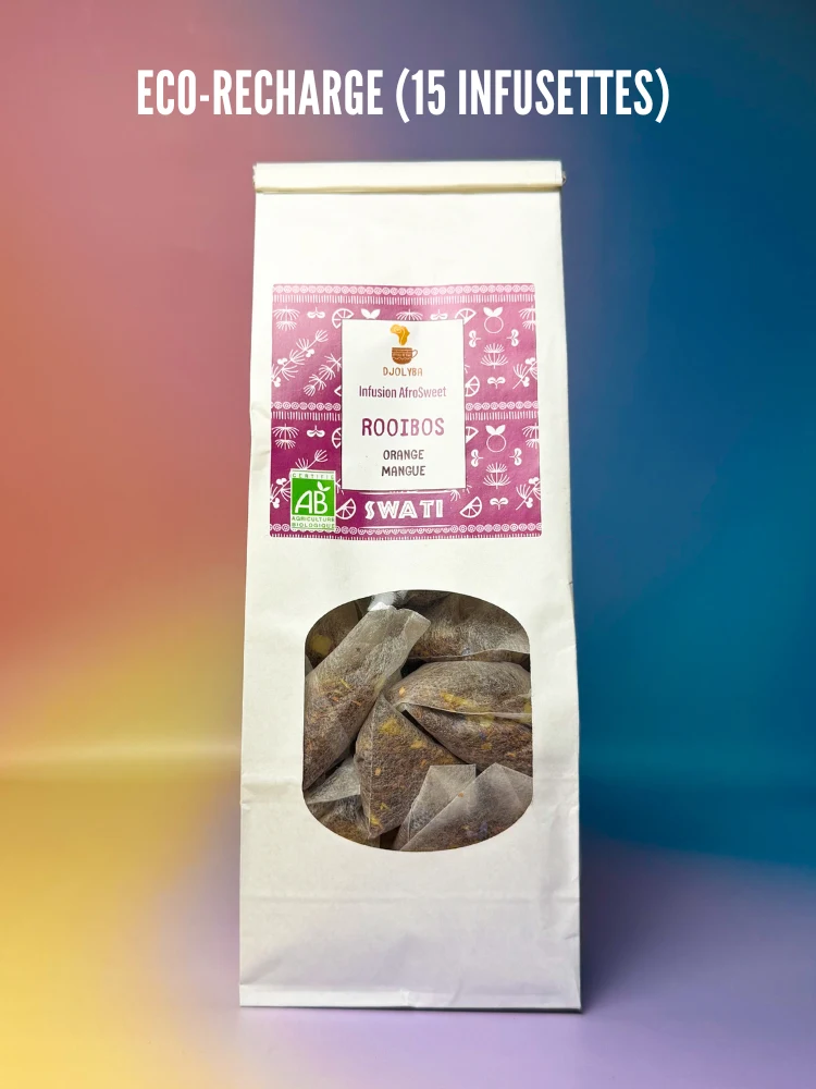 SWATI (Rooibos-Orange-Mangue) Nos Infusions Des Infusions Africaines Inspirées des Traditions Ancestrales SWATI (Rooibos-Orange-Mangue) Nos Infusions Des Infusions Africaines Inspirées des Traditions Ancestrales
